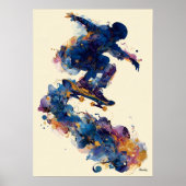Poster Abstract Fluid Ink Skater – Modern Motion Wall Art (Devant)