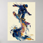 Poster Abstract Fluid Ink Snowboarder Dynamic Motion Art (Devant)