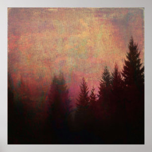 Poster Abstract Forest Landscape Art Grunge Sky Colors