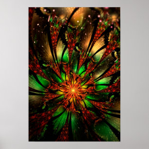 Poster Abstract fractal flower design. 