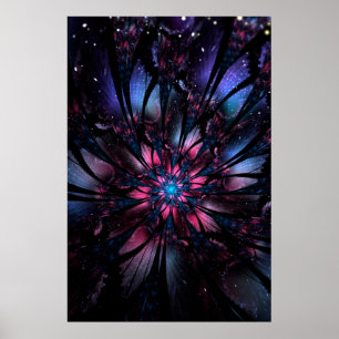 Poster Abstract fractal flower design.