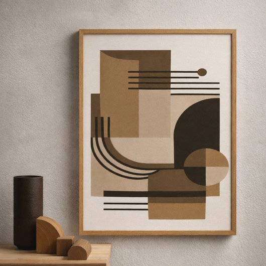 Poster Abstract Geometric Composition in Earthy Tones