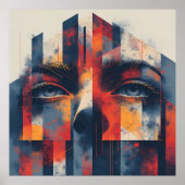 Poster Abstract Geometric Portrait (Devant)