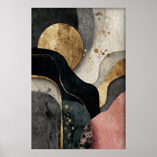 Poster Abstract Gold Minimalist Print, Boho Printable (Devant)