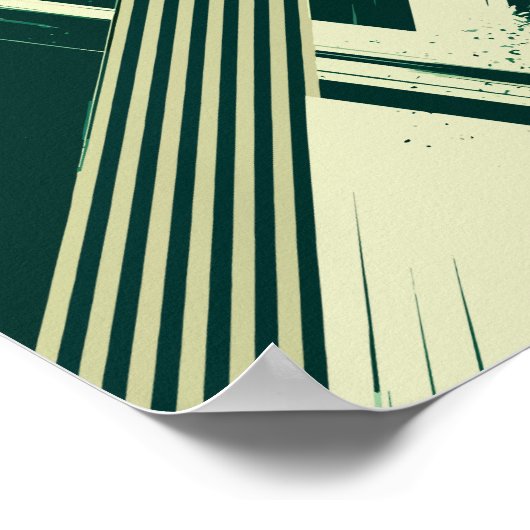 Poster Abstract Green Geometric Strikes (Coin)