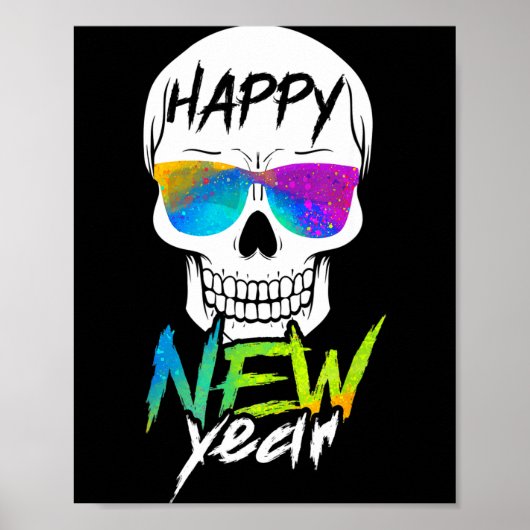 Poster Abstract Happy New Skull Year  (Devant)
