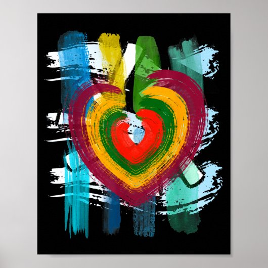 Poster Abstract Heart _ Painterly Valentine Abstract Art (Devant)