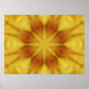 Poster Abstract Kaleidoscope Gold Orange Flower