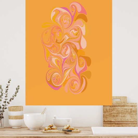 Poster Abstract Marble Swirl Art in Yellow (Cuisine)