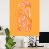 Poster Abstract Marble Swirl Art in Yellow (Bureau à domicile)