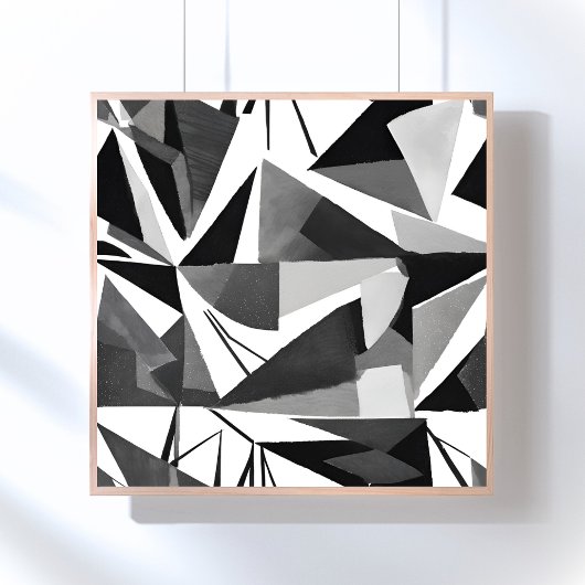 Poster Abstract Modern Geometric Black & White Watercolor