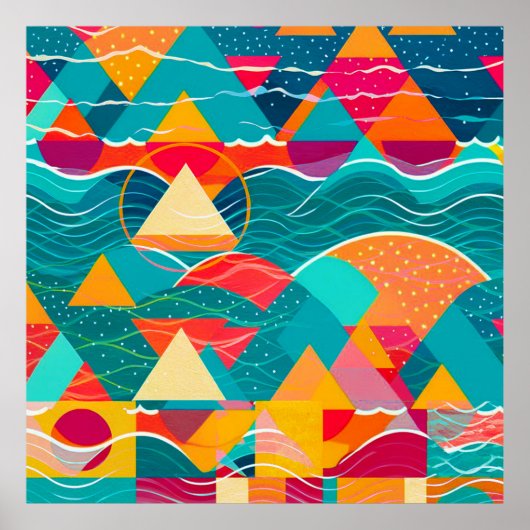 Poster Abstract Mountains and River (Devant)