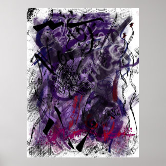 Poster Abstract Mystical Purple Brush Strokes Wall Art   