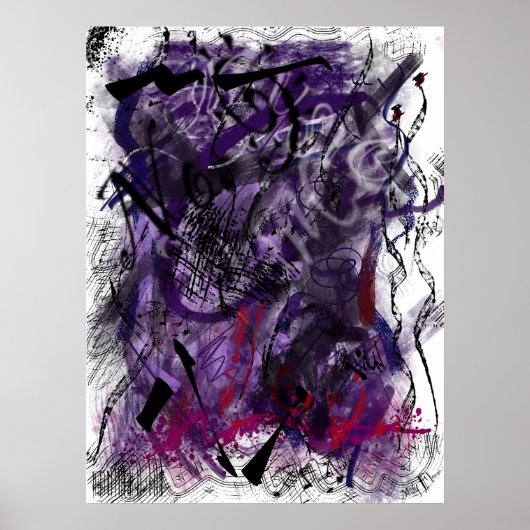 Poster Abstract Mystical Purple Brush Strokes Wall Art    (Devant)
