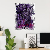 Poster Abstract Mystical Purple Brush Strokes Wall Art    (Bureau à domicile)