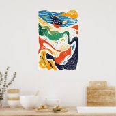 Poster Abstract Ocean Waves Art Print Matisse Style (Cuisine)