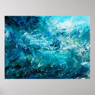 Poster  abstract oil painting showing waves in ocean or s