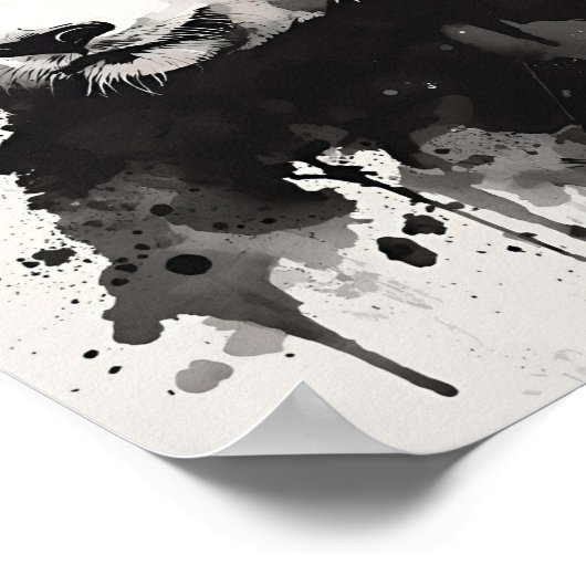 Poster Abstract Panda Wall Art – Black and White Ink (Coin)