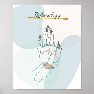 Poster Abstract Reflexology Hand Map Neutral Tones
