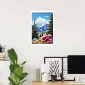 Poster Abstract Rocky Mountains Pine Trees Cactus (Bureau à domicile)