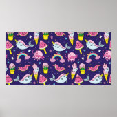 Poster Abstract seamless ice cream pattern. Creative vint (Devant)