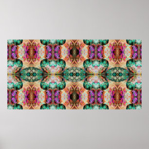 Poster Abstract seamless pattern with flowers and decorat