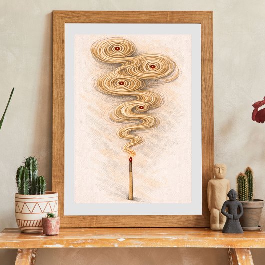 Poster abstract smoke art | matchstick illustration