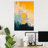 Poster Abstract Sunset – Golden Calm Over Horizons (Bureau à domicile)