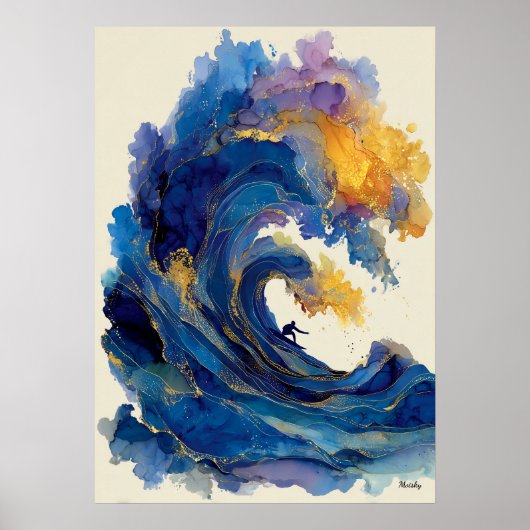 Poster Abstract Surfer Wave Liquid Art Ocean Color Flow (Devant)