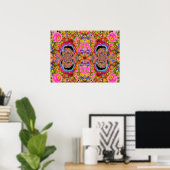 Poster Abstract surreal sunflower mandala, funky fun  (Bureau à domicile)
