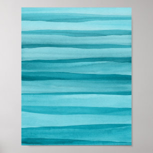 Poster Abstract Teal Blue Watercolor Lines