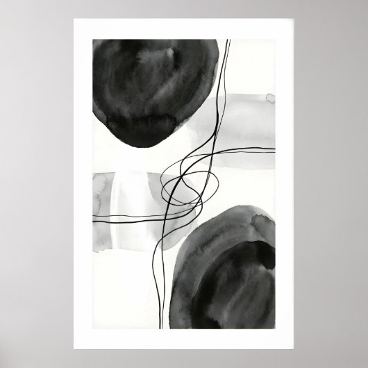 Poster Abstract Wall Art Print Graphite Circles and Fine (Devant)