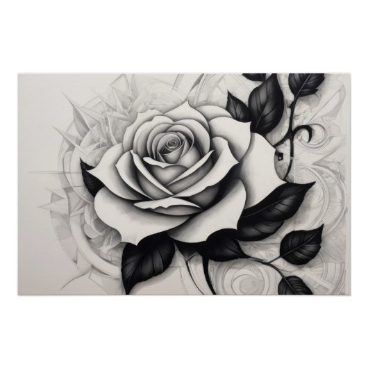 Poster Abstract white rose (Devant)