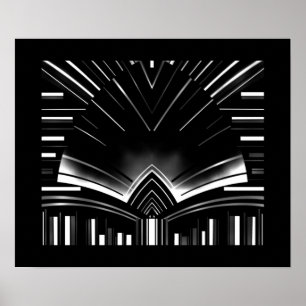 Poster Abstracte Art Silver Stripe Bend