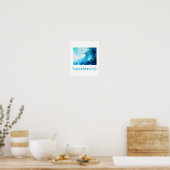 Poster, Abstracte blauwe golf Poster (Keuken)