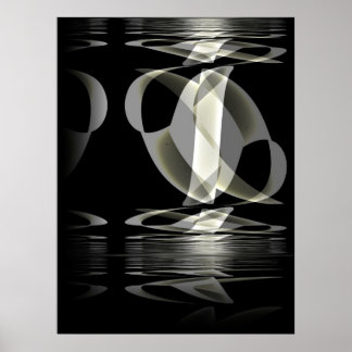 Poster Abstracte Kunst Zwart Witte Reflectie