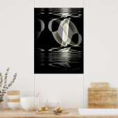Poster Abstracte zwarte reflectie (Keuken)