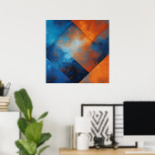 Poster Abstraction Bleue et Feu (Bureau à domicile)