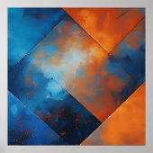 Poster Abstraction Bleue et Feu (Devant)