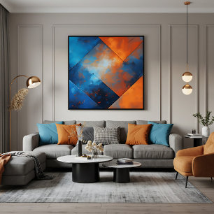 Poster Abstraction Bleue et Feu