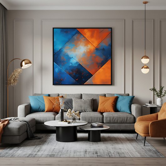 Poster Abstraction Bleue et Feu