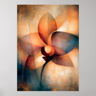 Poster Abstraction Florale Cubiste de l'Orchidée Ran