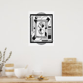Poster Abstraction Géométrique Moderne Monochrome (Cuisine)