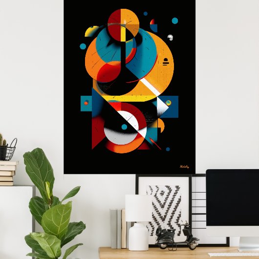 Poster Abstraction Géométrique Moderne – Orbite Bauhaus (Bureau à domicile)