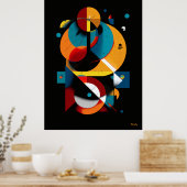 Poster Abstraction Géométrique Moderne – Orbite Bauhaus (Cuisine)