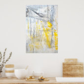 Poster 'Abstraction' Gris et Jaune (Cuisine)