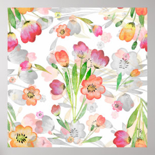 Poster abstraction motif sans couture composition florale
