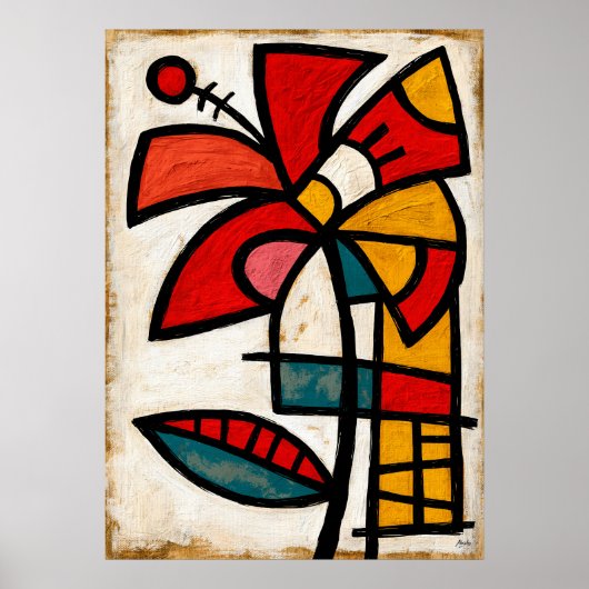 Poster Abstraction Tribale d'Hibiscus (Devant)