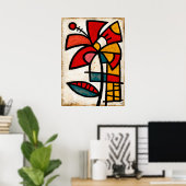 Poster Abstraction Tribale d'Hibiscus (Bureau à domicile)