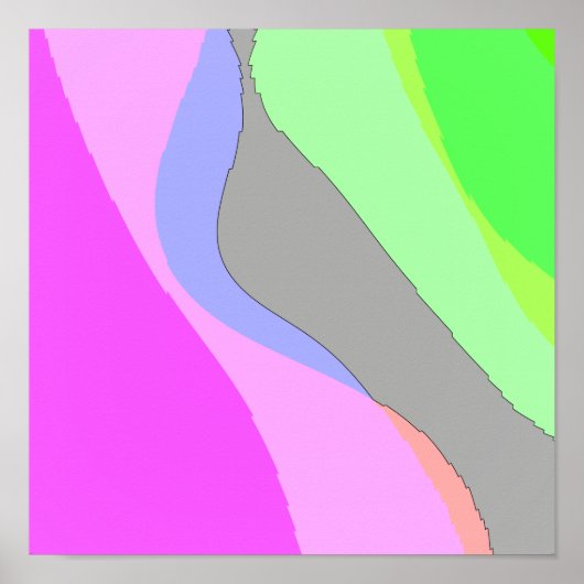 Poster Abstrait 703 - Rose et vert rétro funky (Devant)